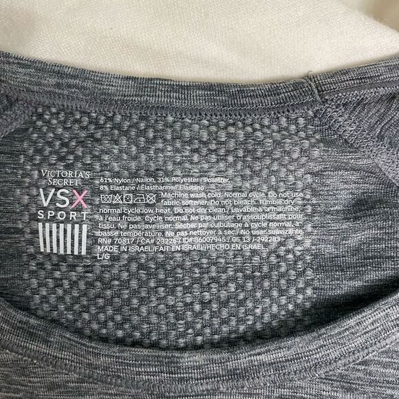 Victoria’s Secret sport grey short sleeve workout top size large - Picture 10 of 12